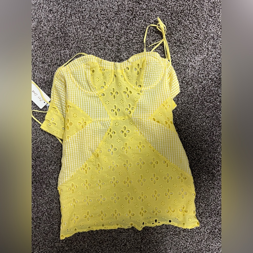 Yellow eyelet dress